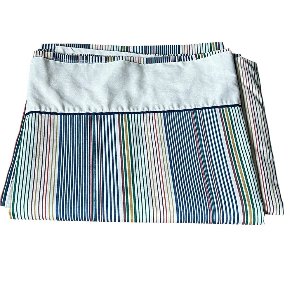 VTG Sears Perma Prest Percale King Flat Sheet Multicolor Stripe 70s Cotton Blend